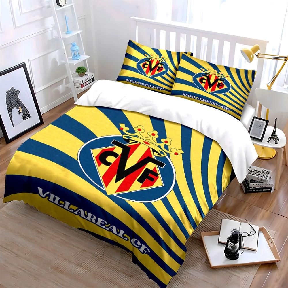 Villarreal CF Logo Bedding Set Bedding Duvet Cover Set Duvet Cover Pillowcases (1 * Duvet Cover 2 * Pillowcases, Without Duvet Insert)