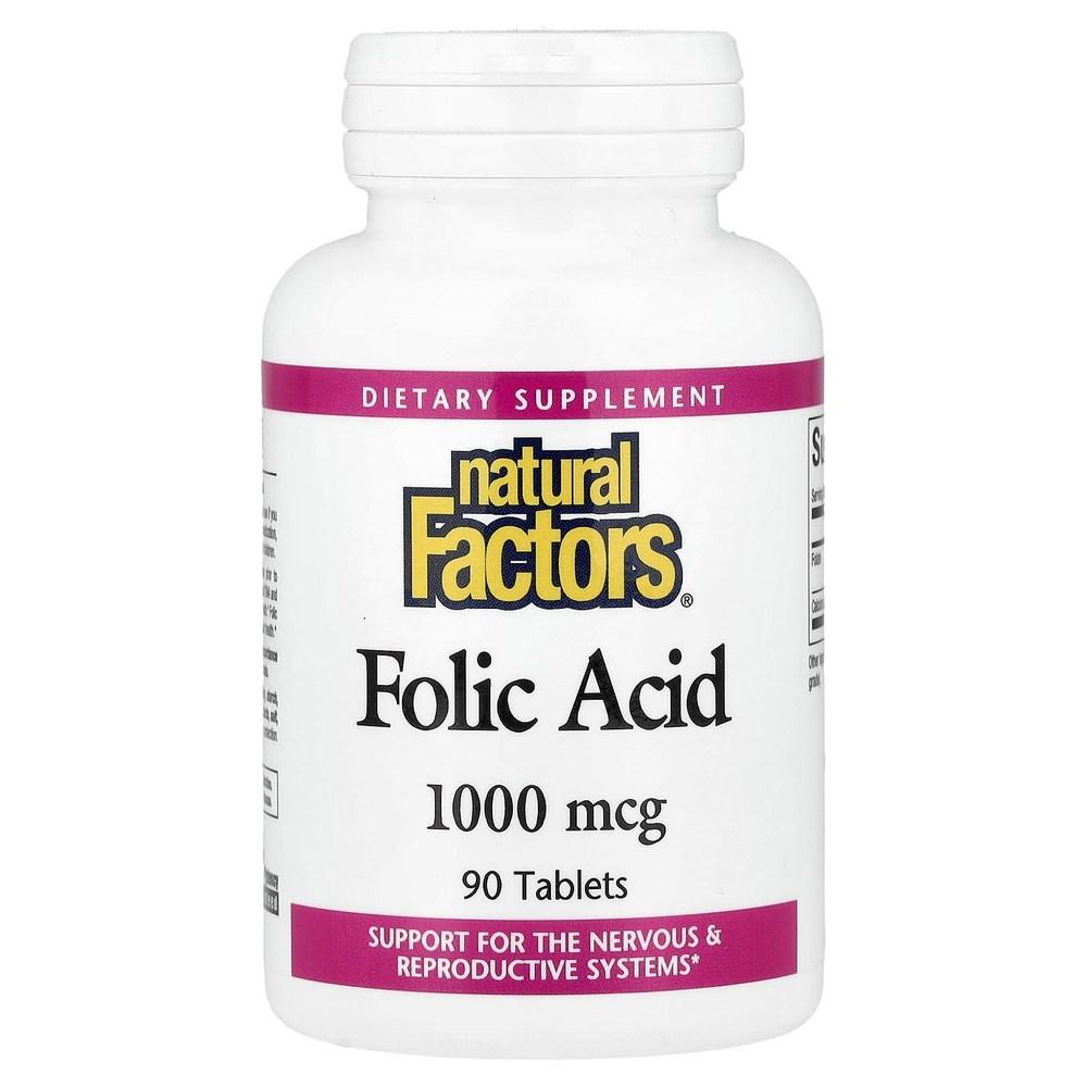 Natural Factors Folic Acid 1000mcg 90 Tablets 4 Pcs