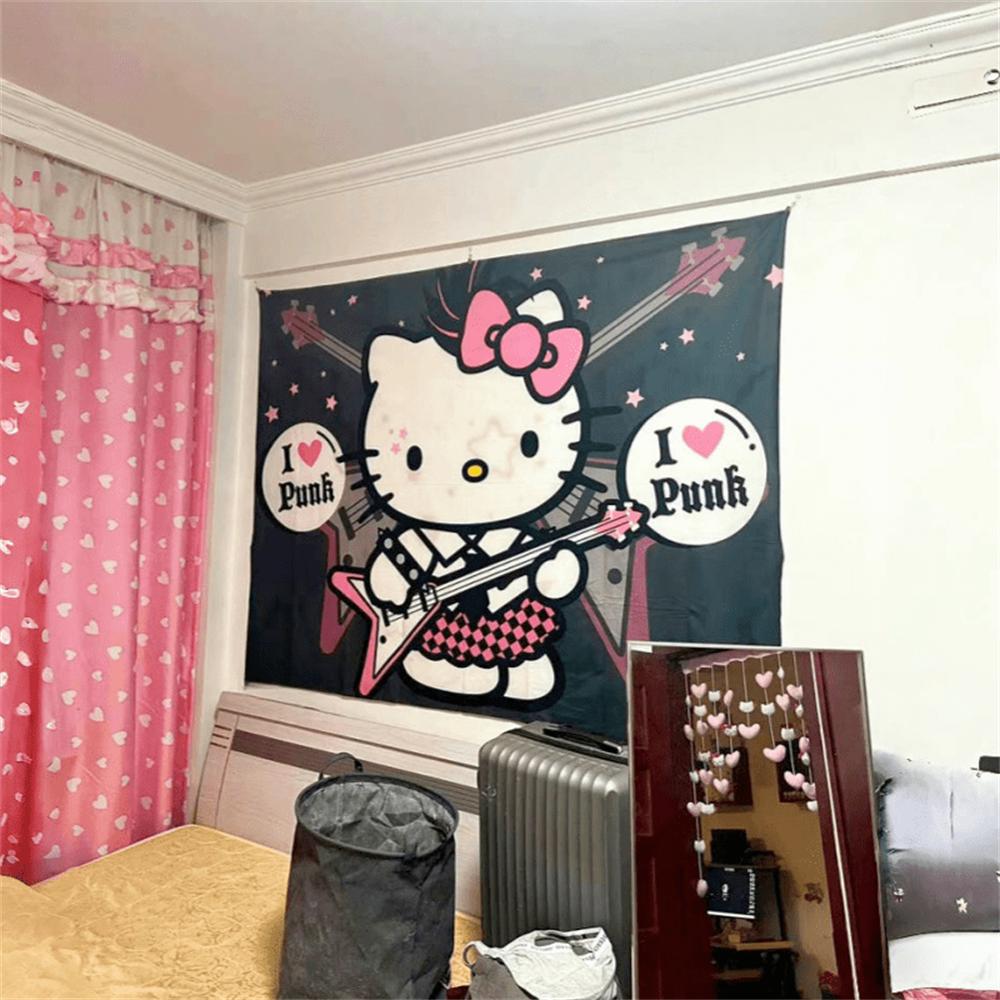

Тканое панно Sanrio Hello Kitty Настенное панно Подарок на день рождения Декор для гостиной, спальни, офиса 74x94cm(29x37in)