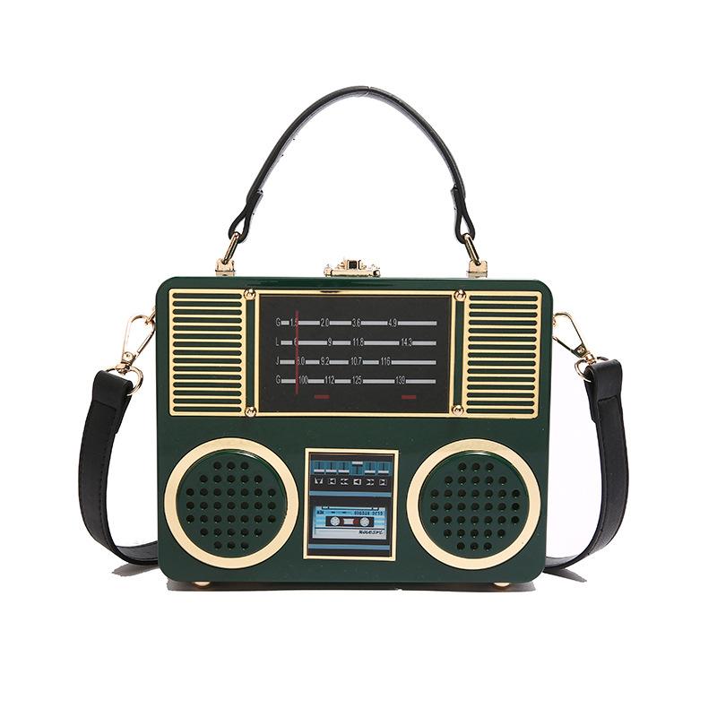 Bolsa rádio retrô acrílica 2025 nova moda personalizada pequena bolsa quadrada feminina portátil mensageiro caixa bolsa