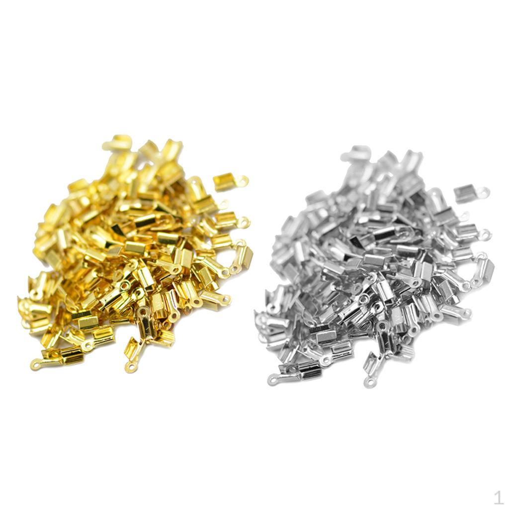 200Pcs Cord Ribbon Clamp End Crimps Findings 10pcs 4.5mm For Jewelry Making