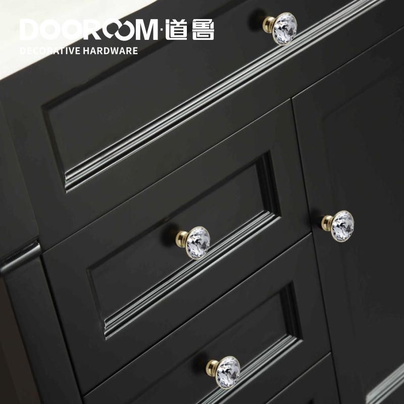 Dooroom Brass Furniture Handles Crystal Wardrobe Dresser Cupboard Cabinet Door Drawer Shoe Box Pulls European Light Luxury Knobs