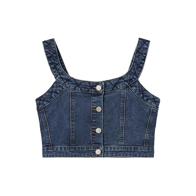 LAP Smoking Diamond Bustier Denim Blouse Aq1Db360
