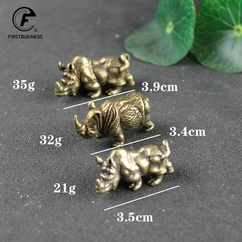 Handmade Pure Copper Cute Rhinoceros Miniatures Figurines Solid Vintage Brass Rhino Ornaments Tea Pets Desktop Decorations Craft
