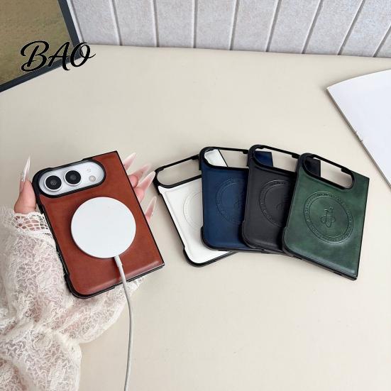 Foldable Phone Protection Faux Leather Magnetic Case for IPhoneDuo 2026, Slim PC Cover Protective with Anti-Yellowing, Precise Cutouts, Ultra-Thin