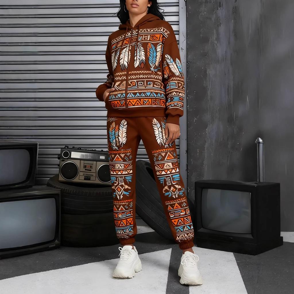 Spring and Autumn New Women's Casual Fashion Zipper Hooded Sweater Sweatpants Set Lightweight and Comfortable