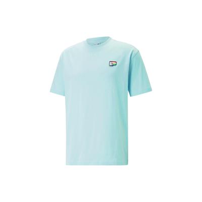 Solid Color Round Neck Fitted Pullover Short Sleeve Drop Shoulder T-Shirt Unisex T-Shirts Light-Water-Green 620730-21