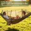 Camping Hammock with Net Tree Friendly Straps Storage Bag Portable for Hiking Backyard Relaxing Camel Green