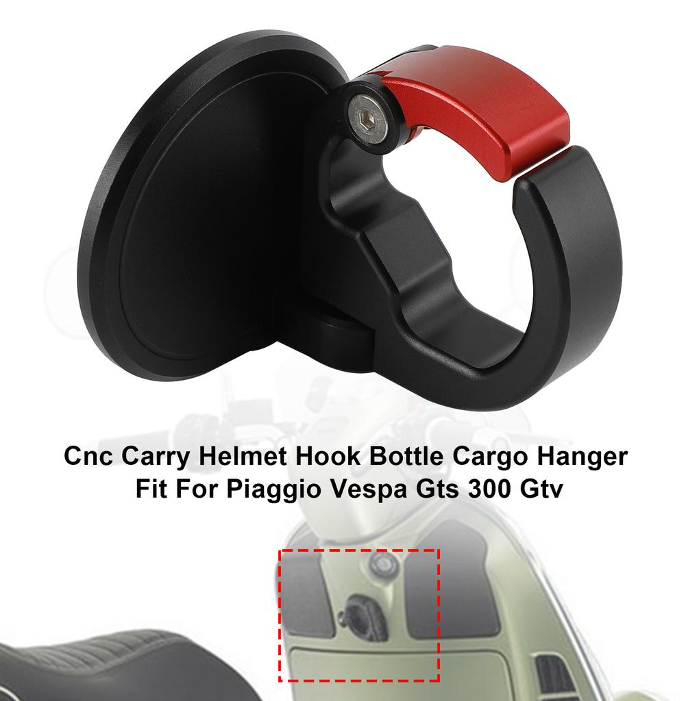 Cnc Carry Helmet Hook Bottle Cargo Hanger Red Fit For Piaggio Vespa Gts 300 Gtv