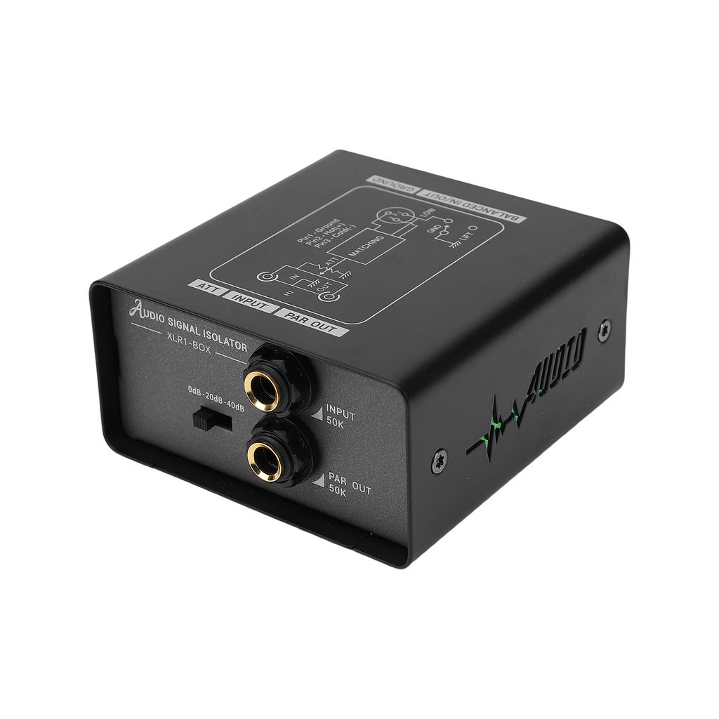 Sound Interface Ground Loop Isolator 3 Speed Gain Adjust Portable Signal Isolator Noise Reducer for Microphone Mixer
