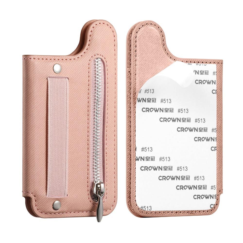 PU Leather Phone Card Bag RFID Blocking with Wrist Strap Phone Wallets Self-adhesive Phone Card Slot Holder Phone Accessories