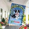 Christmas Border Collie Garden Flag Double-Sided Welcome Yard Flag, Durable Polyester, No Electricity Needed, Festive Outdoor Decoration