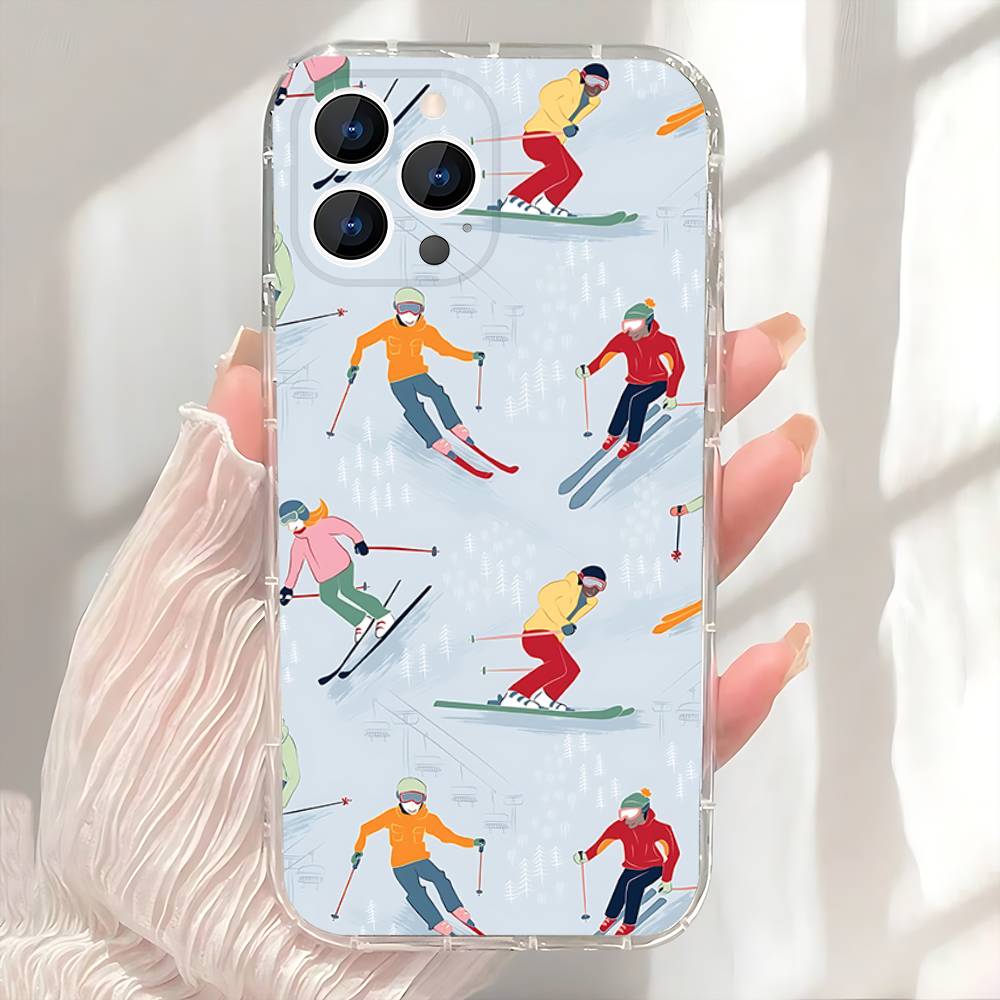 Snow Snowboard Ski Phone Case For iPhone 17,16,15,14,13,12,11 Pro,Max,Plus,X,XS,XR,SE4,E Mini Transparent Soft Cover