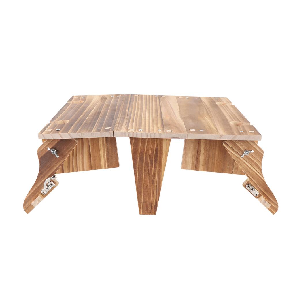Wooden Folding Picnic Basket Table Outdoor Portable 2 in 1 Vintage with Wine Glass Holder