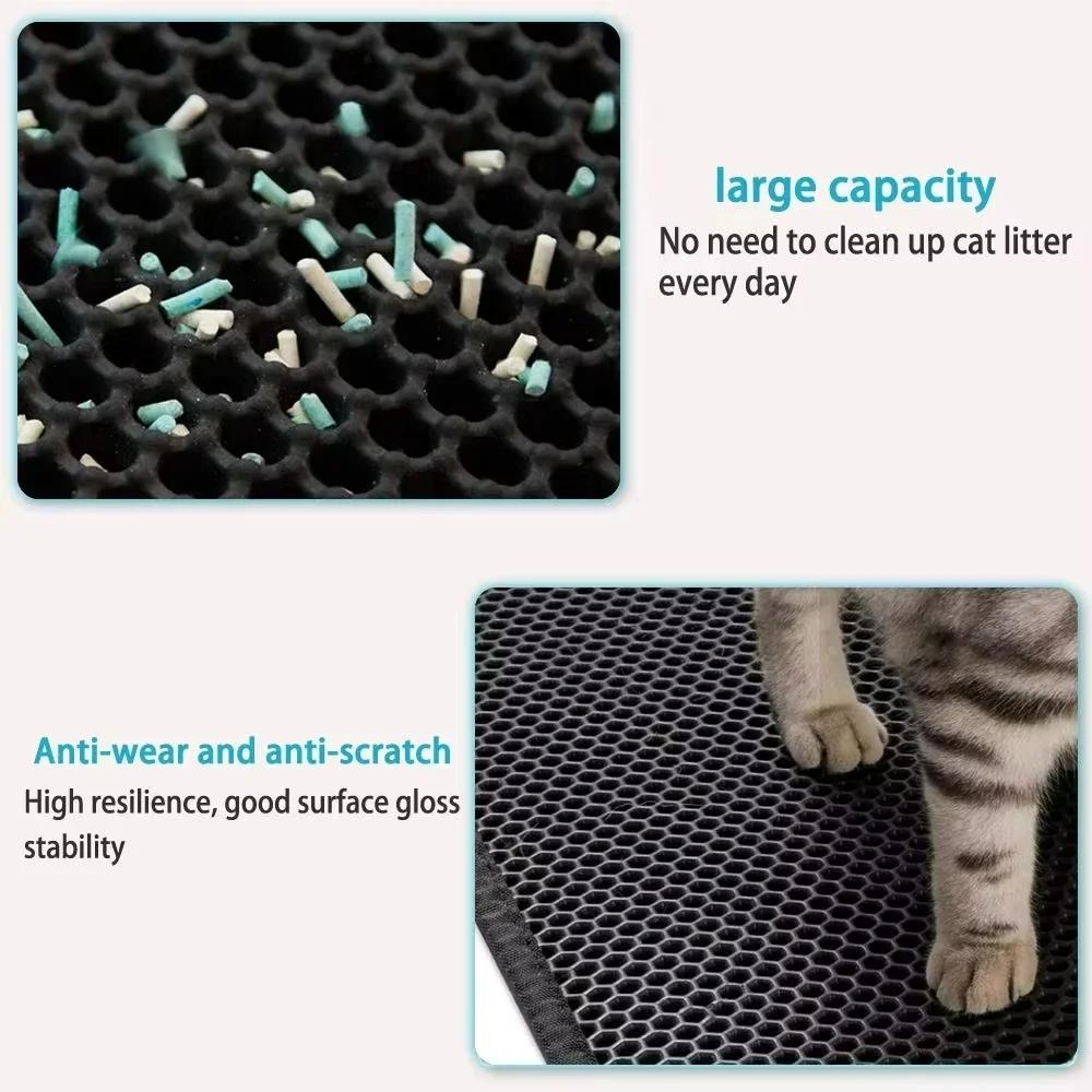 1Pc Cat Litter Mat EVA Double Layer Waterproof Pet Litter Box Mat Non-slip Sand Cat Pad Clean Pad Products For Cats Accessories