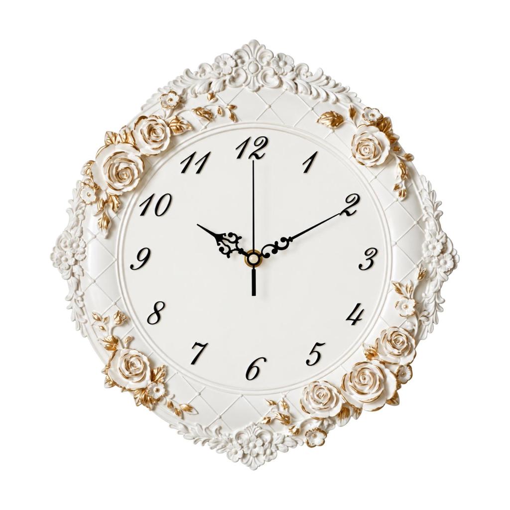 12Inch WallMounted Analog Clock Quiet Decorative Wall with Floral Frame NonTicking Timepiece