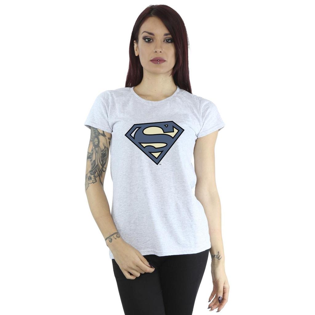 DC Comics Womens/Ladies Superman Indigo Blue Logo Cotton T-Shirt