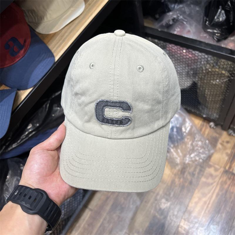 Wind white light blue baseball cap women's C letter embroidery face small cap casual versatile soft top
