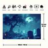 Full Moon Ghost Tomb Tree and Tomb Scene  Suitable for Parties  Events  and Photography - No Electricity Required