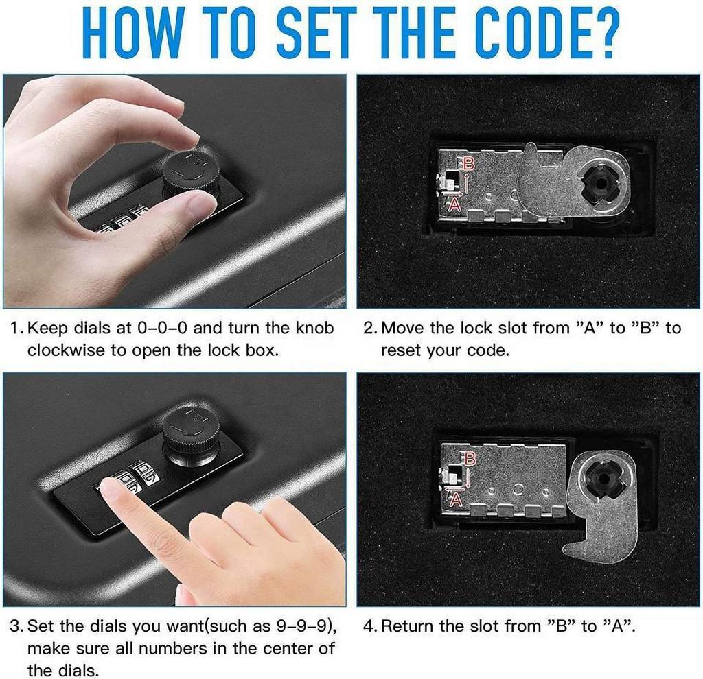 Przenośny sejf na broń z hasłem, stal solidna