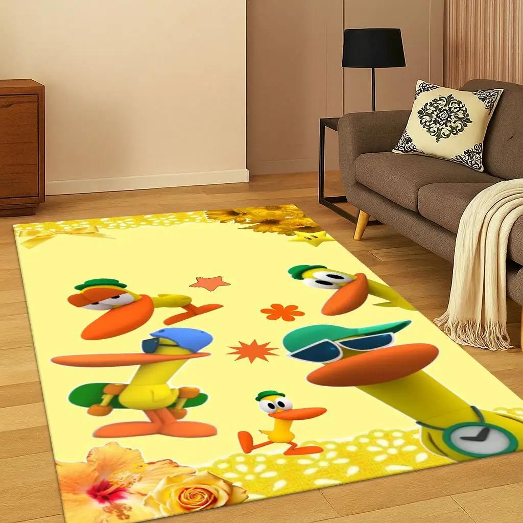 3D P-Pocoyo Elly Pato Cartoon Carpet Rug for Bedroom Living Room Sofa Home Decor,kids Play Game Area Rug Non-slip Floor Mat Gift