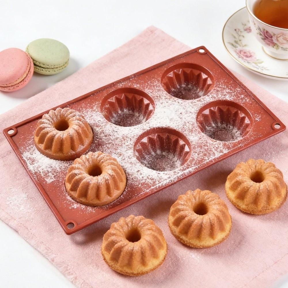 6 Cavity Mousse Cake Mold Silicone Baking Mold New Pudding Mould  for Donuts Jello