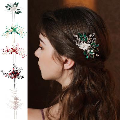 Novos grampos de cabelo de penteado preso em estilo antigo, acessórios de cabeça de casamento nupcial de alta qualidade, grampos de cabelo de cristal colorido feitos à mão com alfinetes para mulheres