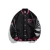 Tide Brand AC Milan Embroidered Leather-Sleeve Versatile Baseball Jacket