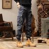 Men's Street Outdoor American Loose Retro Versatile Multi-Pocket Elastic Tote Pants Summer Thin