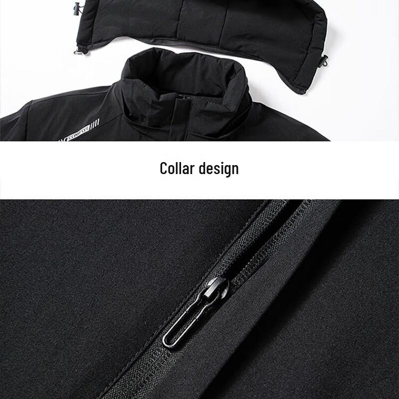 MiiOW Men's Winter Thickened Cotton Jacket with Removable Hood