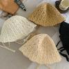 Summer Weaving Cap Hollow Bucket Hat Korean Basin Cap  Ladies