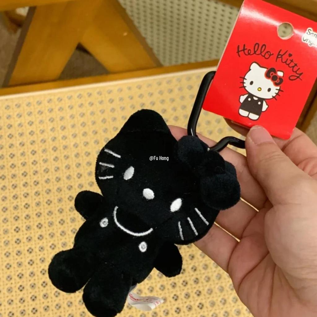 50-årsjubileum Hello Kitty Docka Hänge Nyckelring: Damryggsäck i svart läderaccessoar