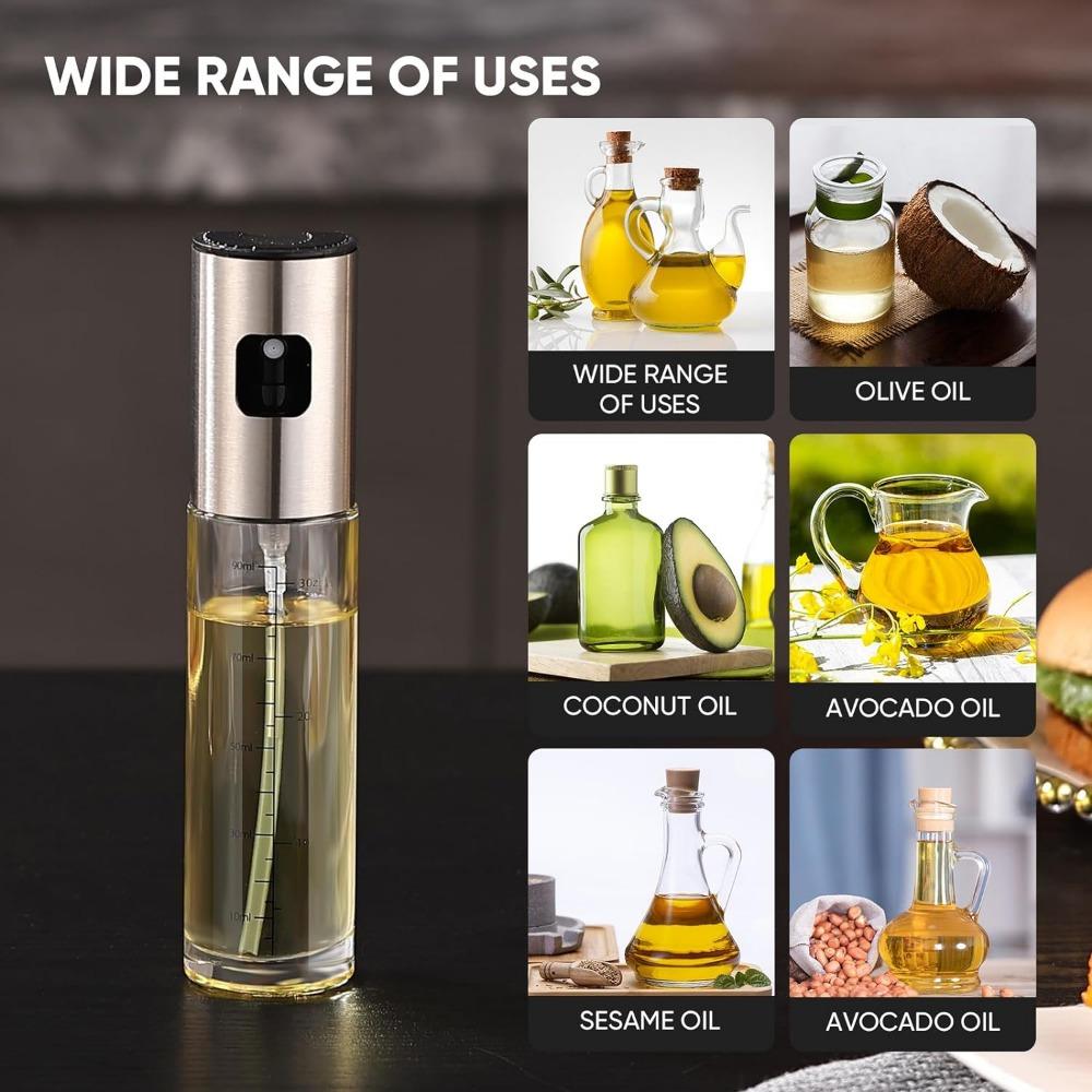 1 or 2 Pack 100ml Glass Olive Oil Sprayer Oil Spray Bottle Mister for Cooking BBQ, Salad, Baking, Roasting, Grilling