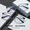 New Anti-blue Flat Glasses Fashionable Half Frame with Myopia Glasses Eyebrows Retro Metal Glasses Frame Men's and Women's Models