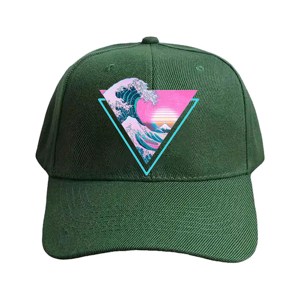 Vaporwave Aesthetic Great Wave Retro Triangle Cap Summer Women Unisex Adult Adjustable Printed Baseball Caps Trucker Cap