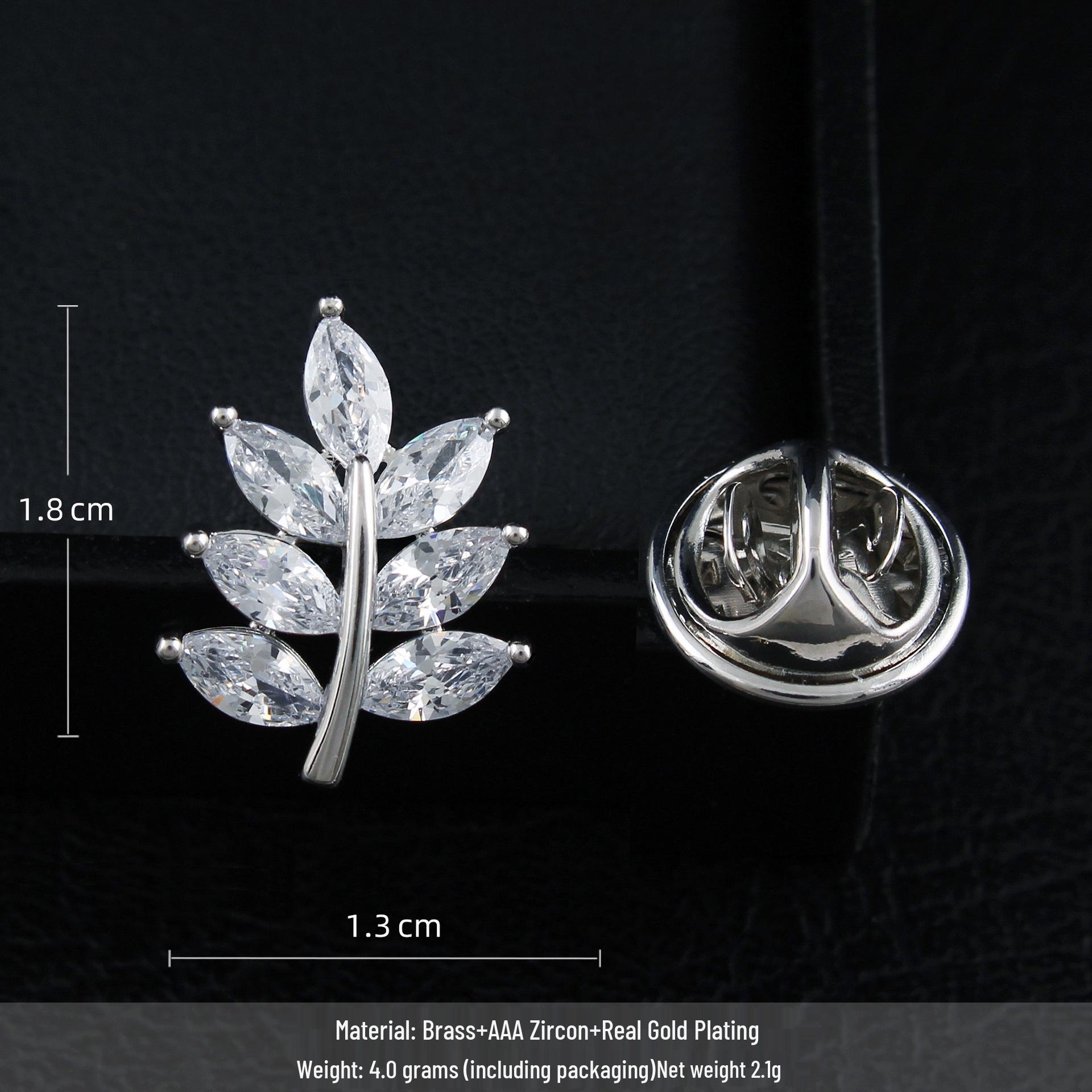 Stylish Men s Leaf Brooch: Luxury Micro-Paved Zirconia Lapel Pin & Anti-Exposure Button for Women