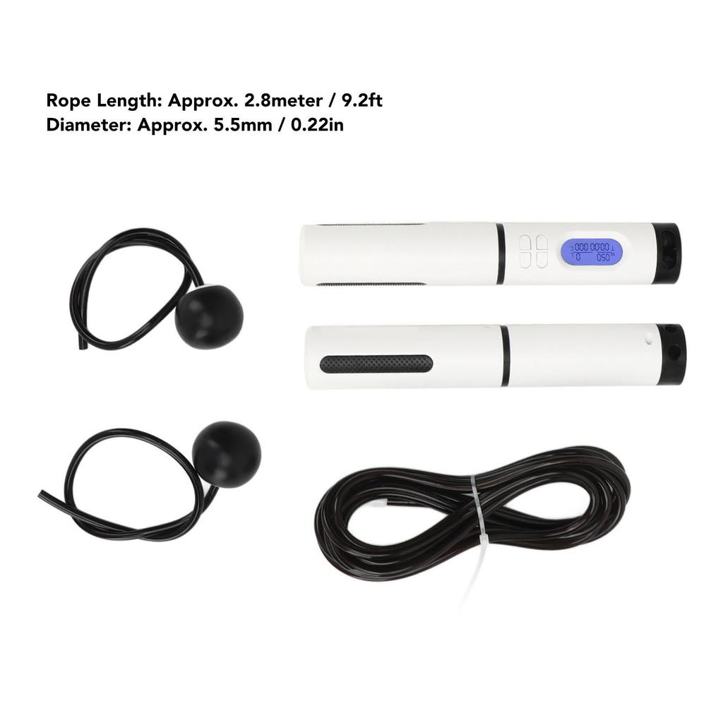 Electronic Jump Rope Workout Weighted Handle Smart Exercise Skipping Rope Black 2.8meter