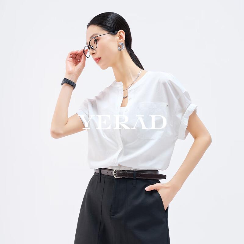 

YERAD Women s Cloud White French Style Short-Sleeve Blouse L