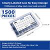 1500Pcs Flat Head Hexagon Socket Caps Screws Bolt Stainless Steels Countersunk Head Hexagon Drive Machine Screws Washers