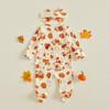 Citgeett Autumn Thanksgiving Day Newborn Baby Girl Outfits Long Sleeve Jumpsuit Headband Fall Clothes Set
