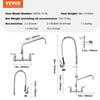 Commercial Faucet with Pre-Rinse Sprayer, 36" Height, 8" Center, 12" Swing Spout, Wall Mount Kitchen Sink Faucet, Brass Constructed Device with Pull