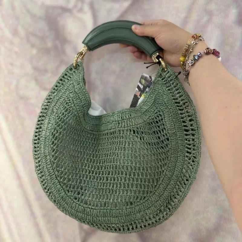 

Luxury Crescent-shaped Woven Handbag Stylish Hollow Design Women s Underarm Bag Casual And Versatile Straw Beach Vacati Bag