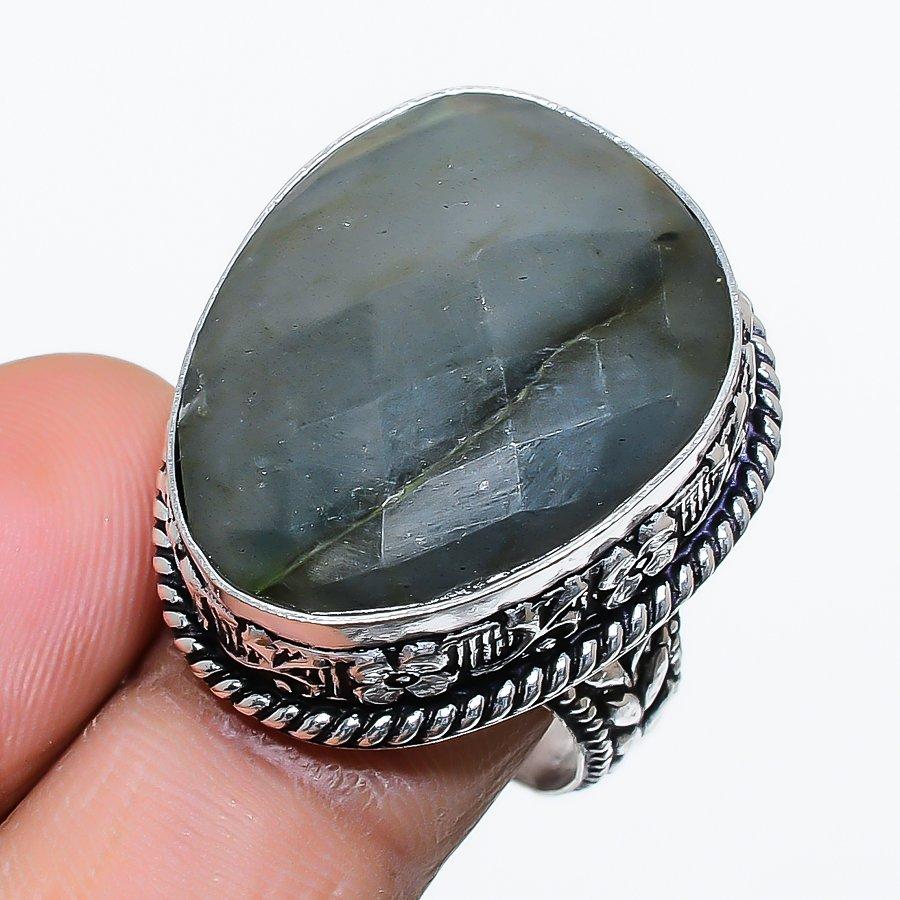 

Natural Labradorite Gemstone 925 Sterling Silver Jewelry Ring Size 8 k5n18