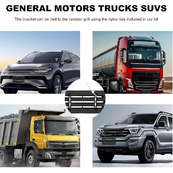 Front License Plate Bracket Holder, Bumper Car Tag Frame Mount Adapter Kit with Wrench Cable Ties, Universal n Standard Licence Plate Cover for Most