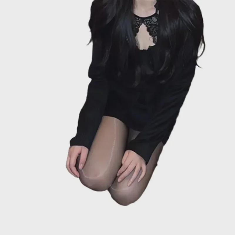 Ciorapi modelatori negri lucioși ultra-subțiri cu ulei de cal – Ciorapi de damă prietenoși cu pielea, rezistenți la agățare