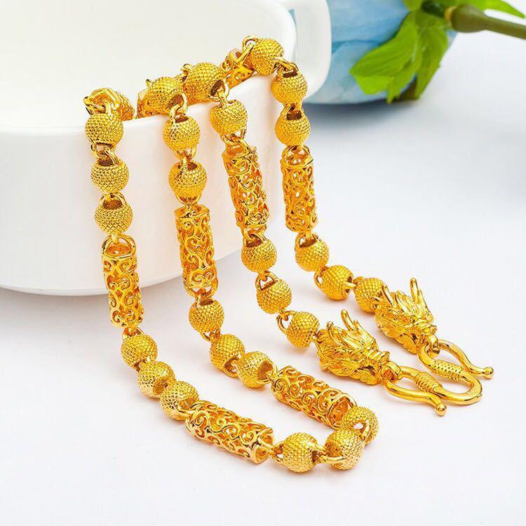 Gold Plated Men's Necklace Imitation Gold Jewelry Fashion Domineering Hollow Buddha Beads Faucet Necklace