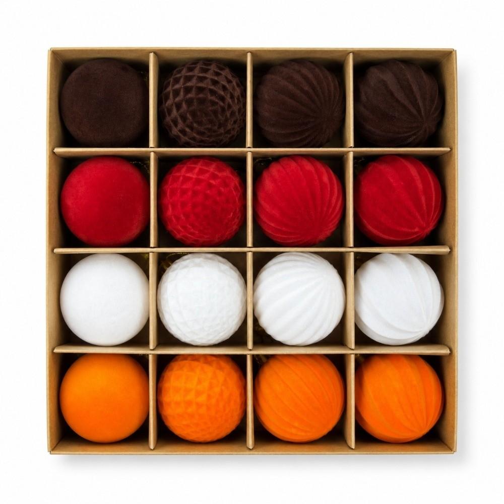 Multi Texture Velvet Christmas Balls Assorted Colors Multi Texture Baubles Xmas Gift