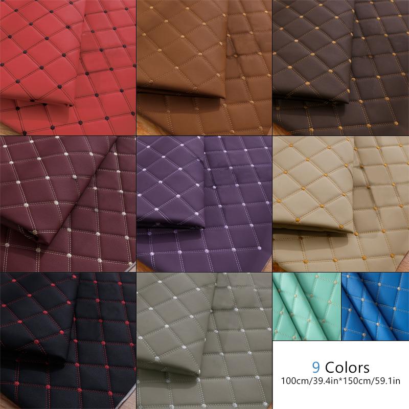 Vyšívaná kostkovaná kosočtvercová PU koženka Zesílená houba Prošívaná umělá kůže Pro DIY Potah autosedačky Čalounění střechy auta