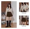 Women's Black High-Waist Corduroy Pleated Wide-Leg Shorts - Autumn/Winter Korean Style
