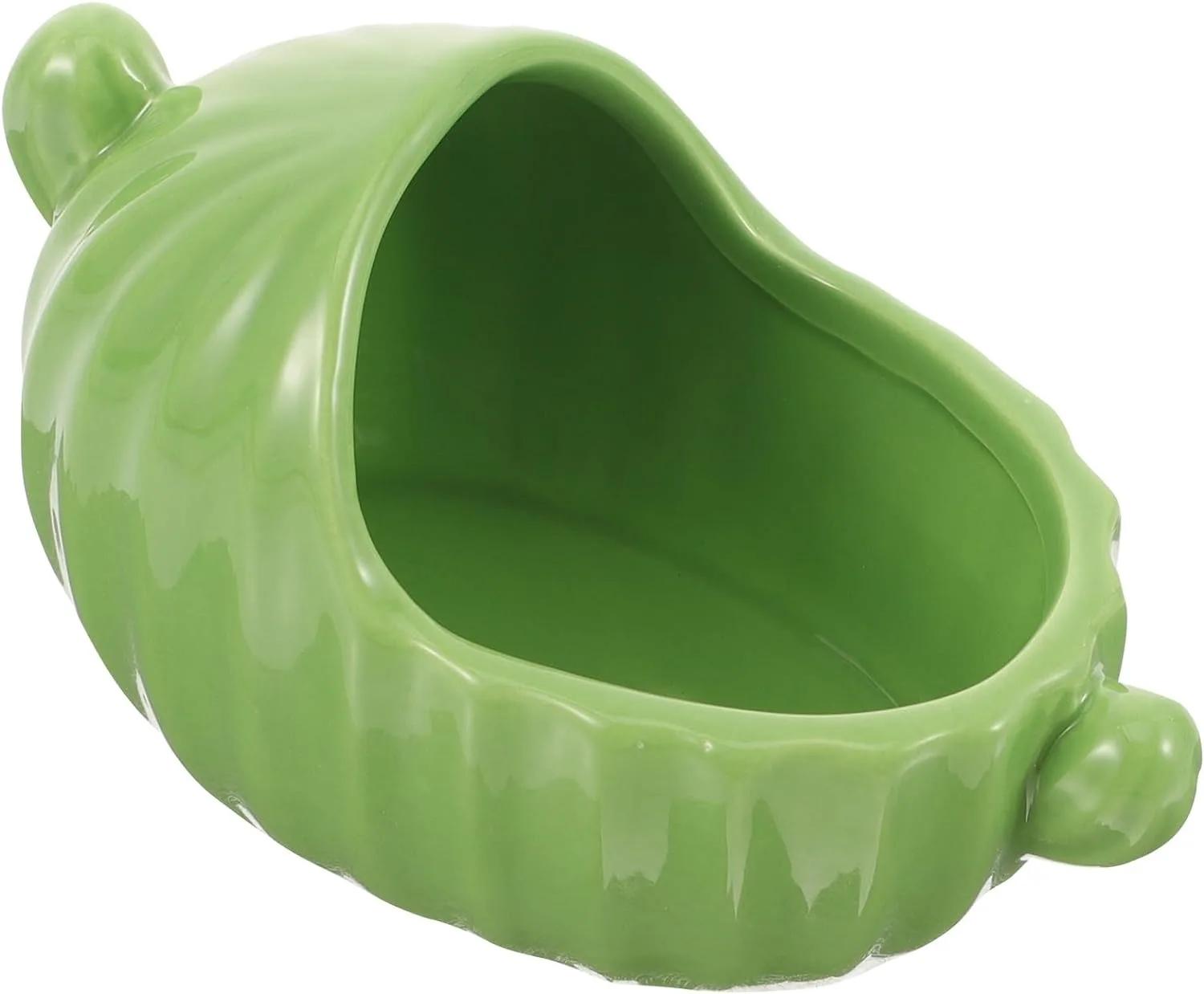 

Ванна для хомяка, контейнер для ванны с песком для мелких животных, миска для корма, держатель для ванны для морских свинок, моющаяся кожа, охлаждающая ванна для хомяка, керамика зелёный